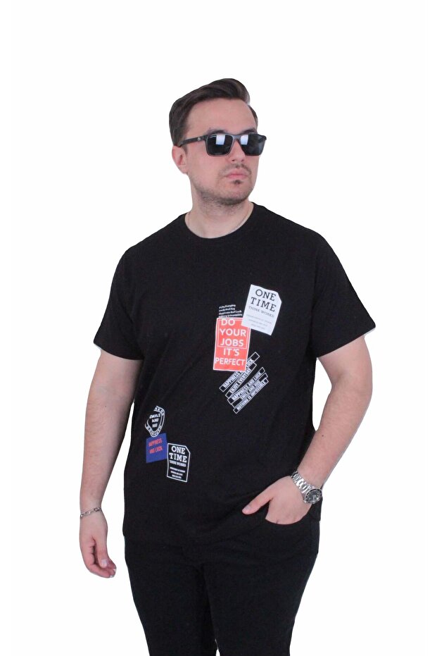 Men's Oversize Crew Neck T-Shirt One Time 26156 Black