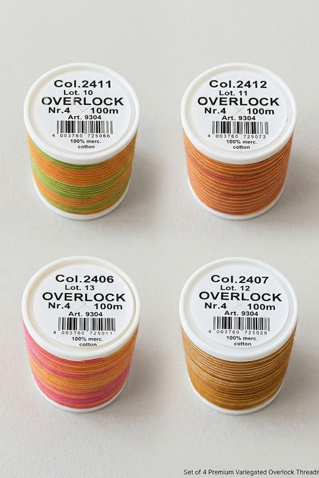 Cotona Nr4 Medium Thick Marbled Decorative Overlock, Embroidery, Quilting and Patchwork Thread 4 Different Colors 100 Meters