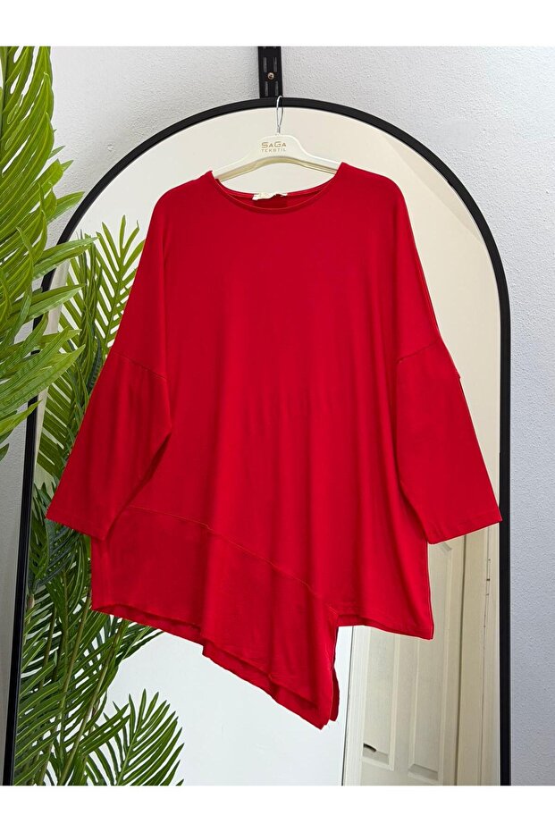 Women's 100% Cotton Lycra Asymmetrical Combed Cotton Tunic