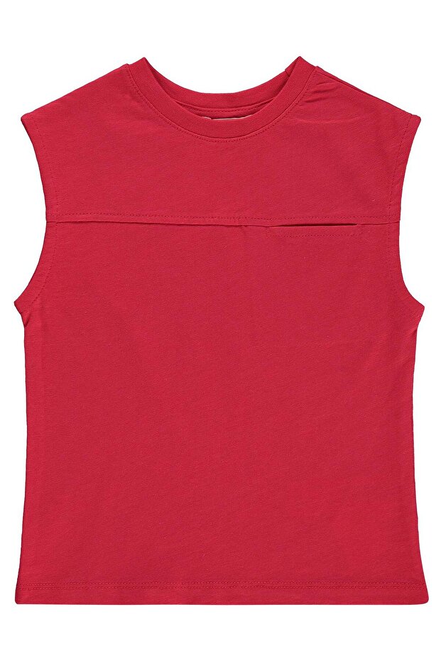 Basic Zero Sleeve T-Shirt for 2-5 Years Old - Red