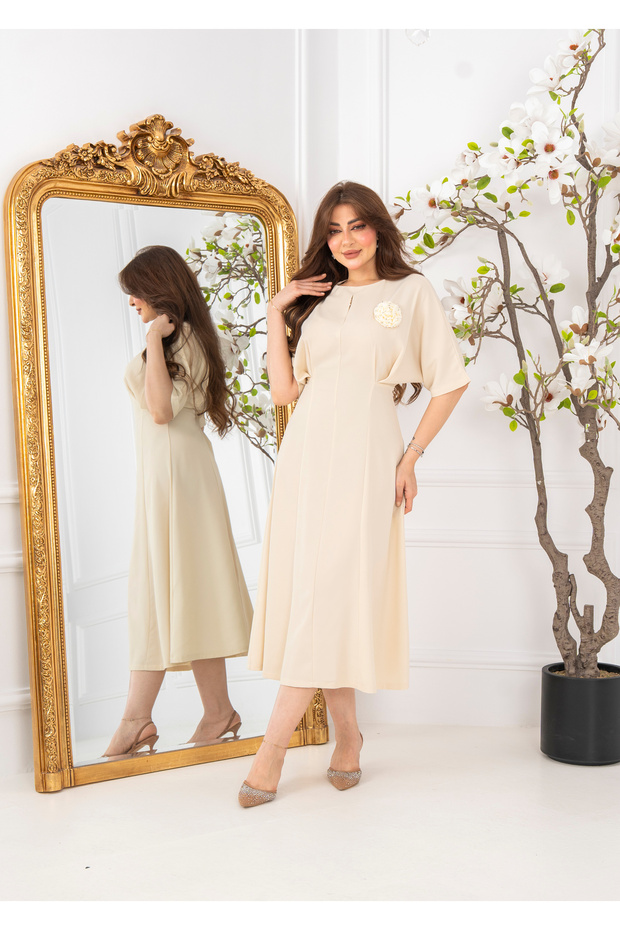 Soft Dress with Elegant Rose Pattern - 6