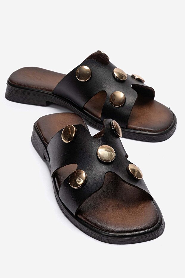 Women's 5-Button Slippers Black