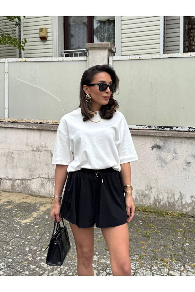 Women's Elastic Waist, Side Slits, Lined, Flowy Shorts