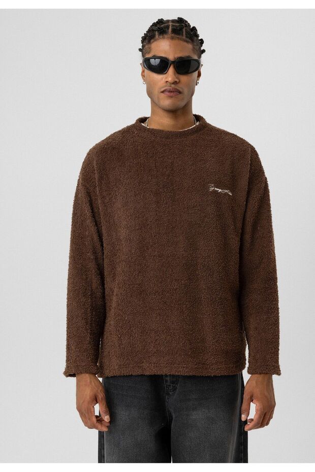 Crew Neck Oversize Plush Sweatshirt