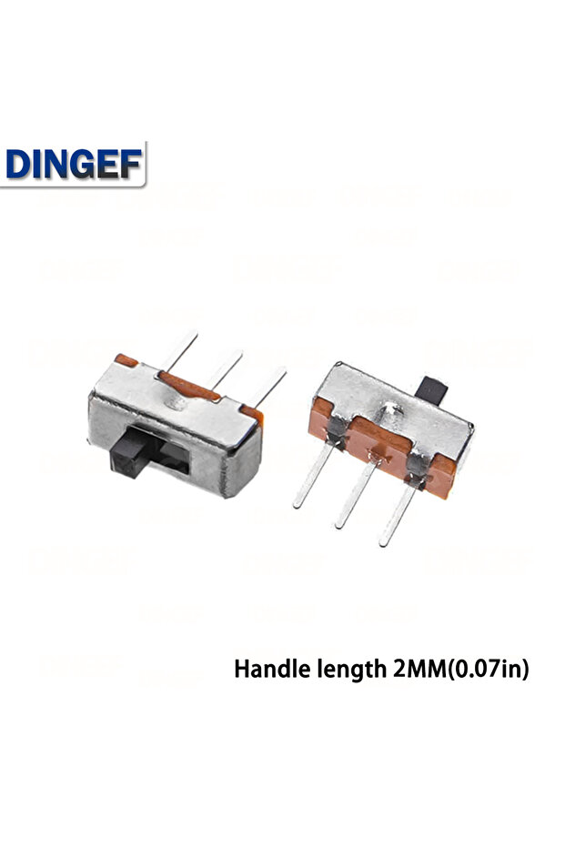 مفتاح تبديل صغير عمودي للوحة PCB، 20 قطعة، طراز SS12D00، 2 وضعية SPDT 1P2T، 3 أطراف، طول المقبض 2 مم