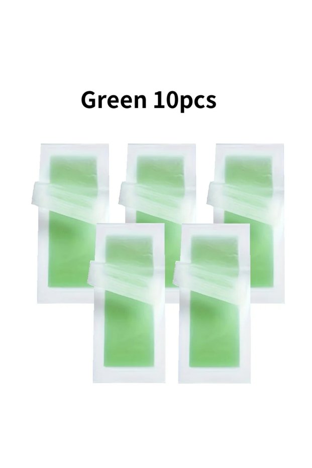 Green 10pcs 10/20/100 Pcs Depilatory Wax Strips Hair Removal Wax Paper Cold Wax Strips Paper For Fac