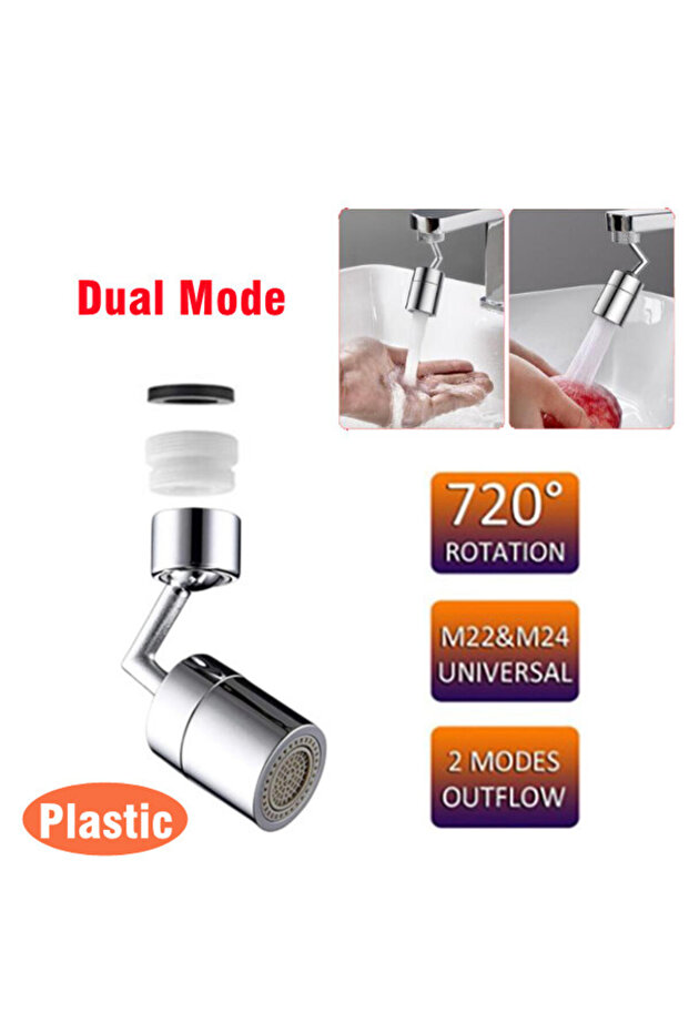 Two Mode 720° Swivel Faucet Spray Head ABS Kitchen Tap Aerator Bathroom Rotatable Extension Faucet F