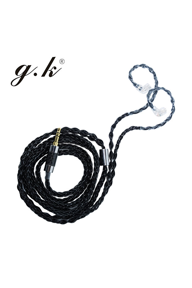 Black GK L200-8 Upgrade Cable Eight-Strand Silver-Plated Core for Enhanced Full-Dimensional Sound Qu