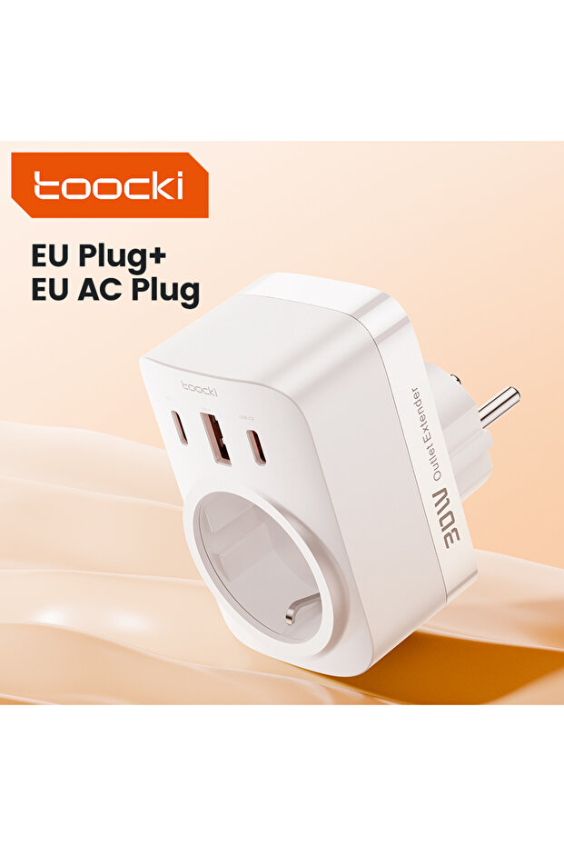 toocki White Toocki PD 30W GaN Charger With AC Outlets Mobile Phone Charger For iPhone 15 14 S2...