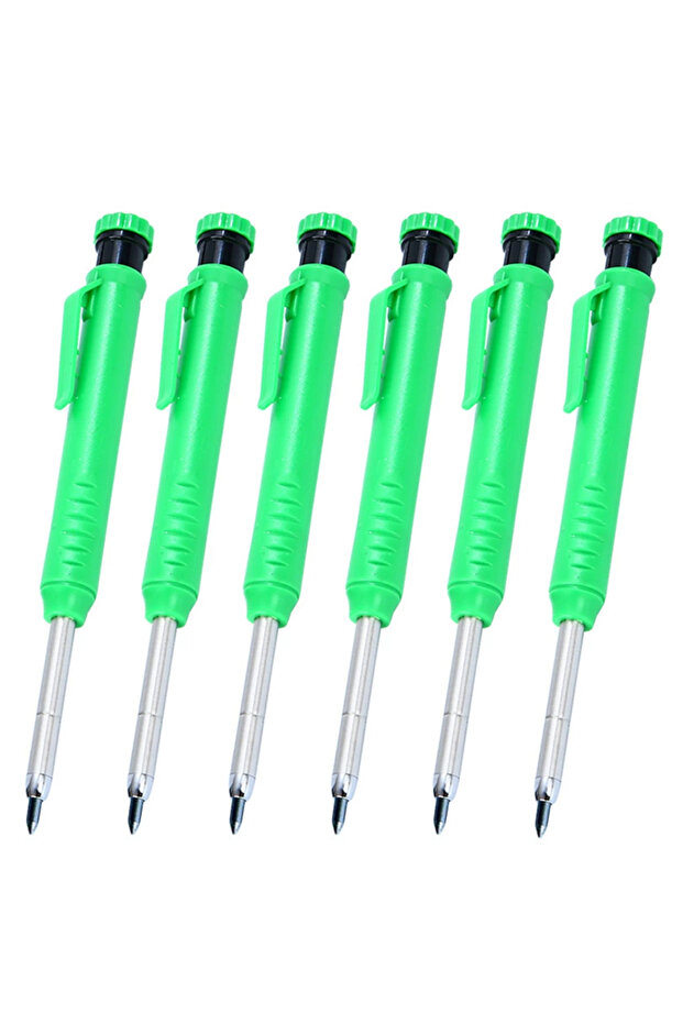 6pcs green 6Pcs Mechanical Pencils Drawing Woodworking Marking Pen,2.8mm Long Head Carpenter Pencil,