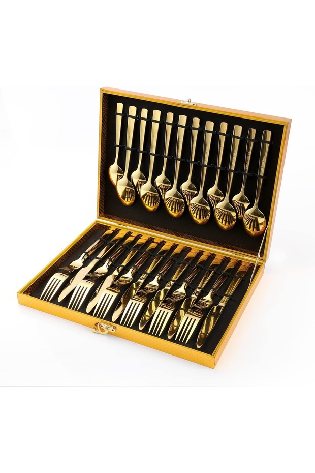 24PCS Stainless Steel Cutlery Set for 6 Persons Luxury Dining Flatware Gift Box