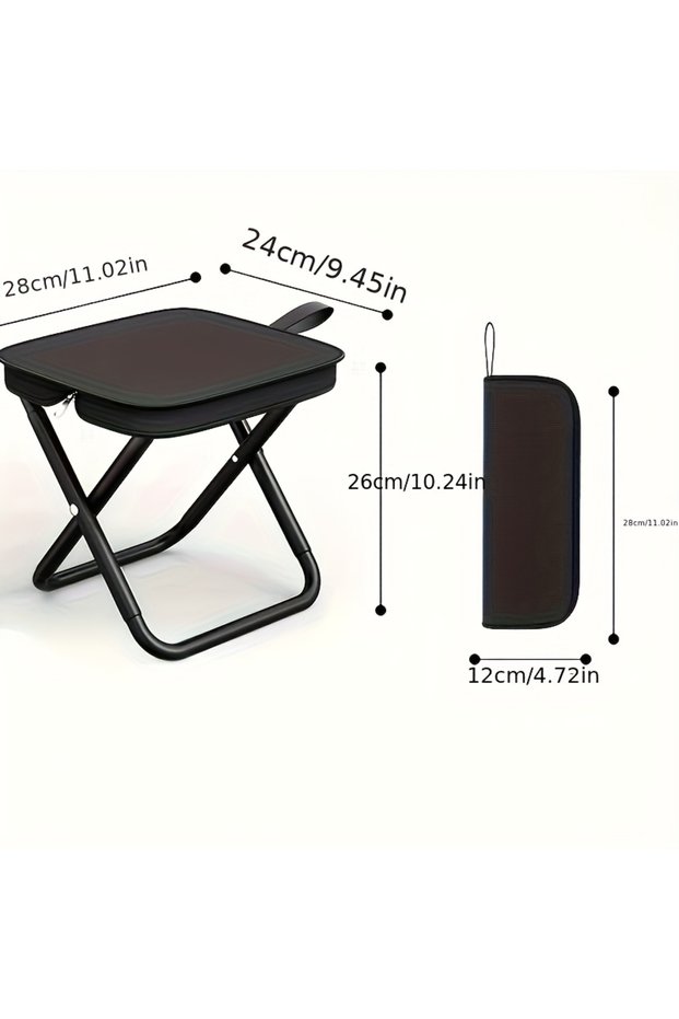 black Heavy Duty Folding Camping Chair for Adults, 150kg Capacity, Portable Outdoor Chair for Beach