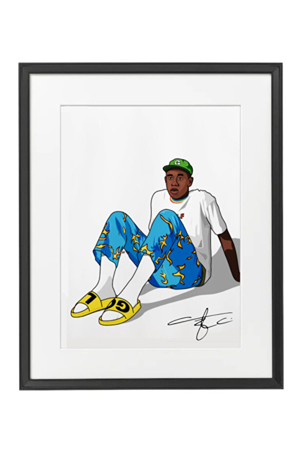 Tyler, the Creator Inspired Art Autographed Poster with Frame 50x40cm