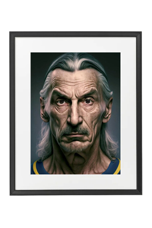 Zlatan Ibrahimovic OLD AI Generated , Artifiial Art, Poster with Frame 30x40cm