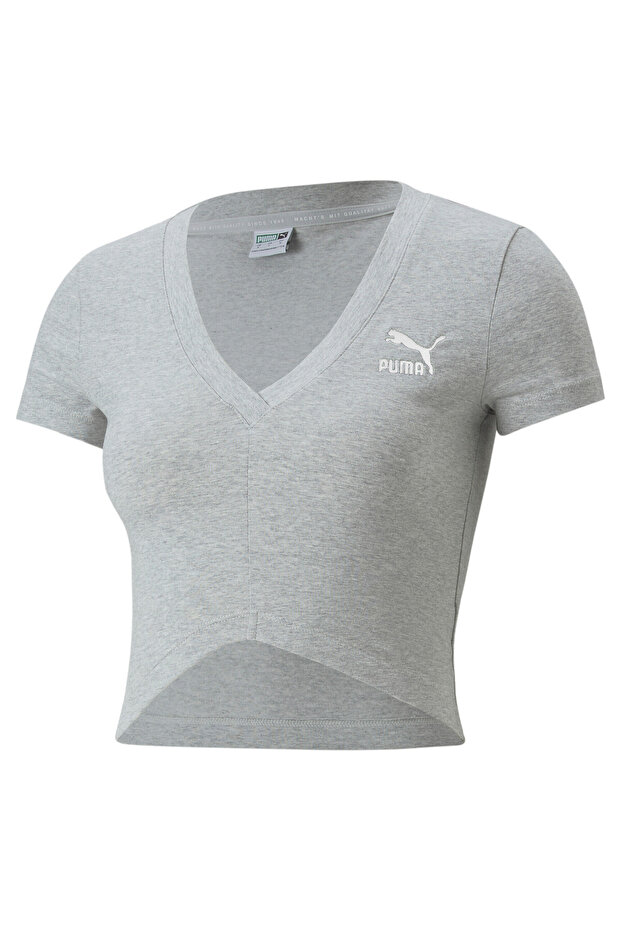 Women Classics Cropped Slim Tee - Gray