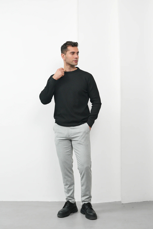 Wick Patterned Crew Neck Sweater - 6