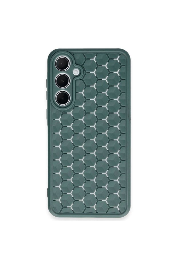 Glb-Stl41414 Samsung Galaxy A55 5g Case Honeycomb Silicone Cover - Dark Green