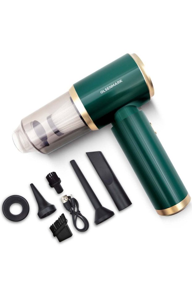 Rechargeable Car Vacuum Cleaner OMCVC1918, Strong Suction and Blowing Functions, Dual Use, 7 Head Attachments Wireless and Portable Design, 2 Hours Charging Perfect for Cars Interior Cleanin