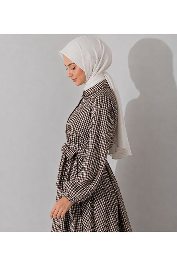 Gingham Pattern Hijab Dress - 2