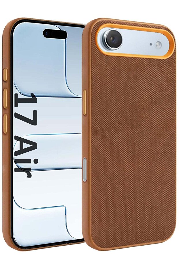 Vegan Leather Case for iPhone 17 Air - Slim Protective Back Cover with Precise Cutouts Screen Protection - Light Brown