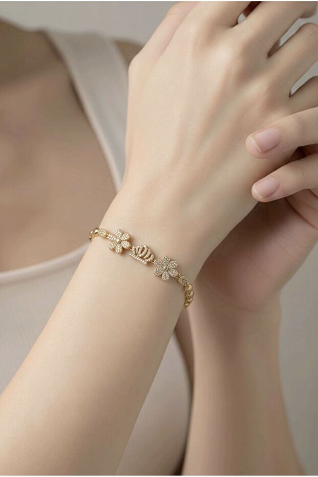 Luxurious and Showy Figured Shiny Golden Yellow Bracelet