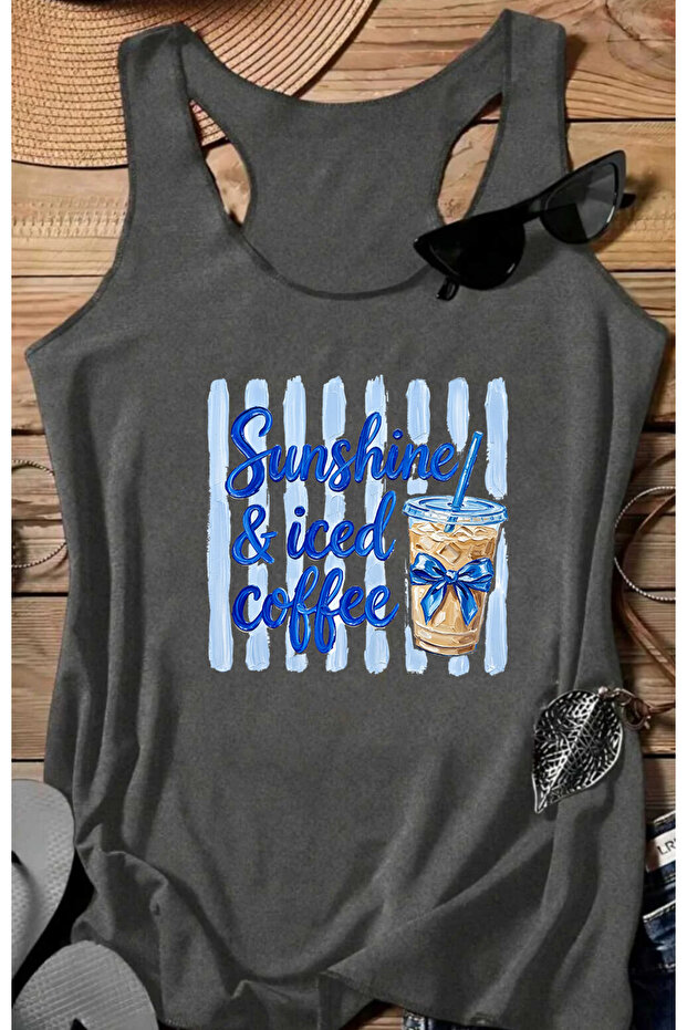 Trend Mix Printed Anthracite Swimmer Athlete Sleeveless Women's Tshirt