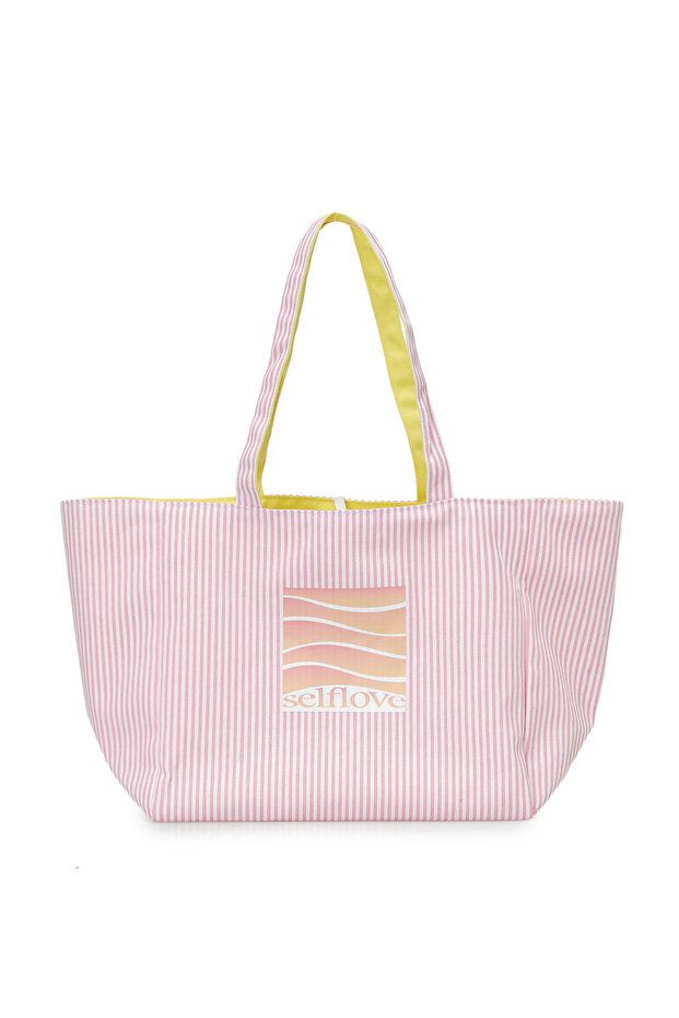 Shoulder Bag Women's Pink Cloth Striped Shoulder Bag
