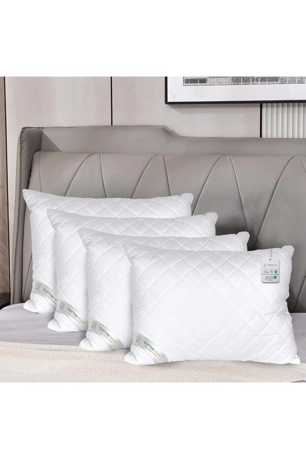 ® Prestige Pillow 50 cm X 75 cm Bed Pillows for Sleeping Diamond Quilted Hotel Luxury Sleep Pillow For Side Support Stomach Sleepers Soft Fluffy Hypoallergenic (White) Pack of 4