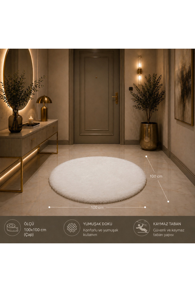 100 cm oval plush carpet rabbit fur premium