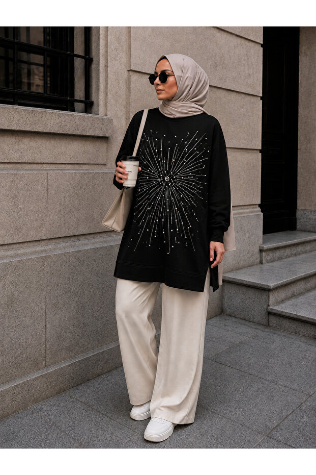 Women's Stone Sparkling Hijab Tunic Comfortable Fit