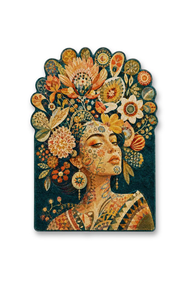 Sdt Women's Theme Patterned Modern Woven Base Decorative Carpet Sdt1472