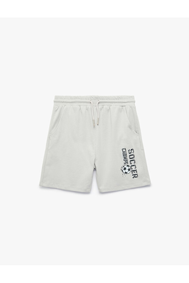 Printed Cotton Shorts with Belted Laces and Pockets