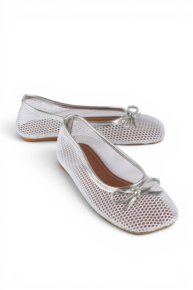Beky Women's Mesh Ballerinas with Bow Detail
