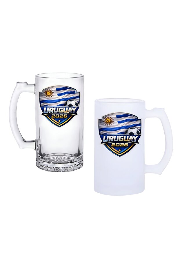 Uruguay World Cup Beer Glass with Handle Frosted or Transparent Option 0242