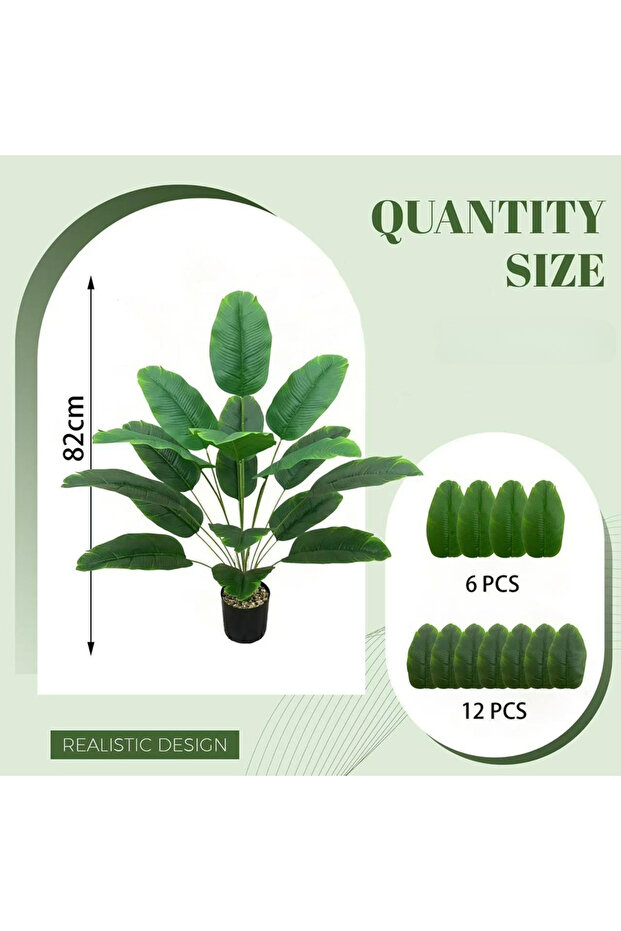 2PCS 18 Leaves 2pcs Artificial Banana Trees with 48 Realistic Tropical Leaves for Gardens Weddings H