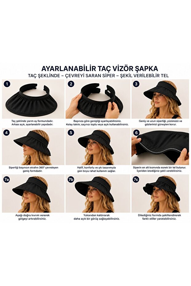Adjustable Crown Visor Hat - 2