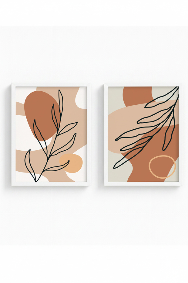 White Wooden Framed 2 Piece Set Painting Huhu60