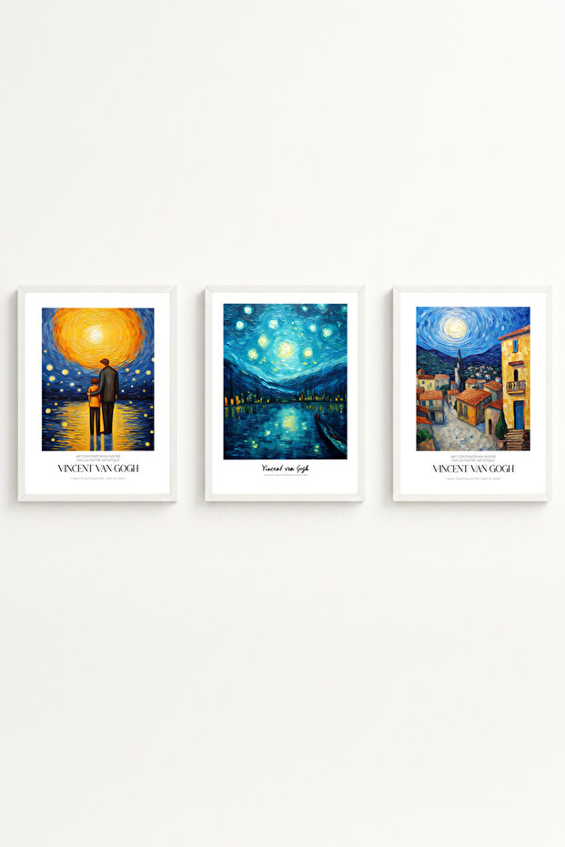 White Wooden Framed Vincent Van Gogh Painting Set Huhu529