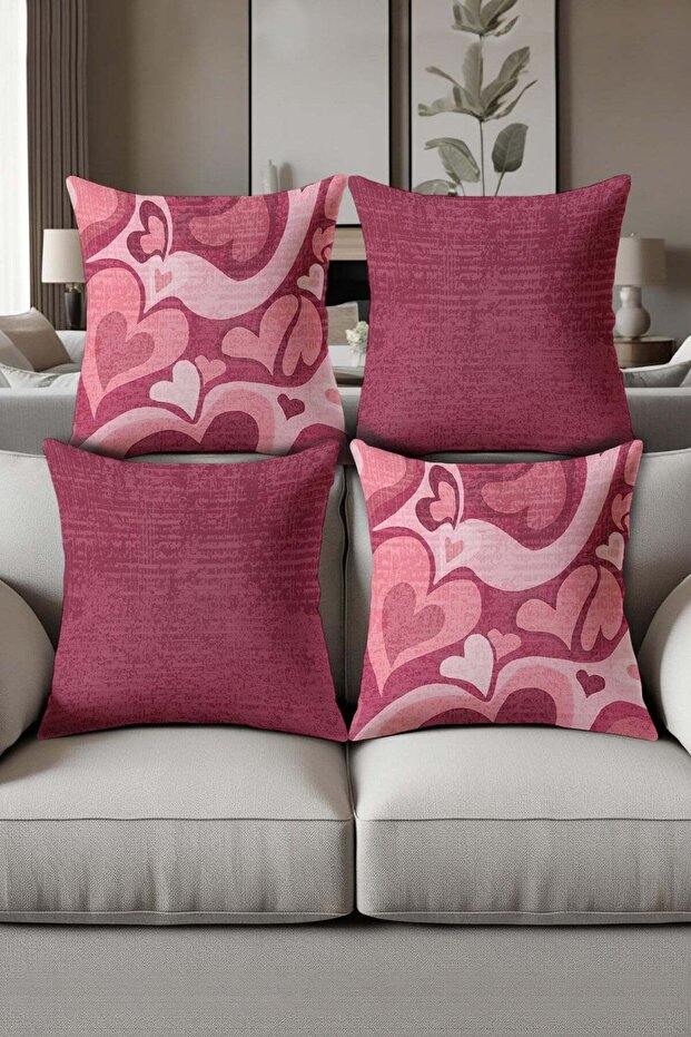 Digital Printed Soft Textured 4-Piece Throw Pillow Cover Set Krl0142