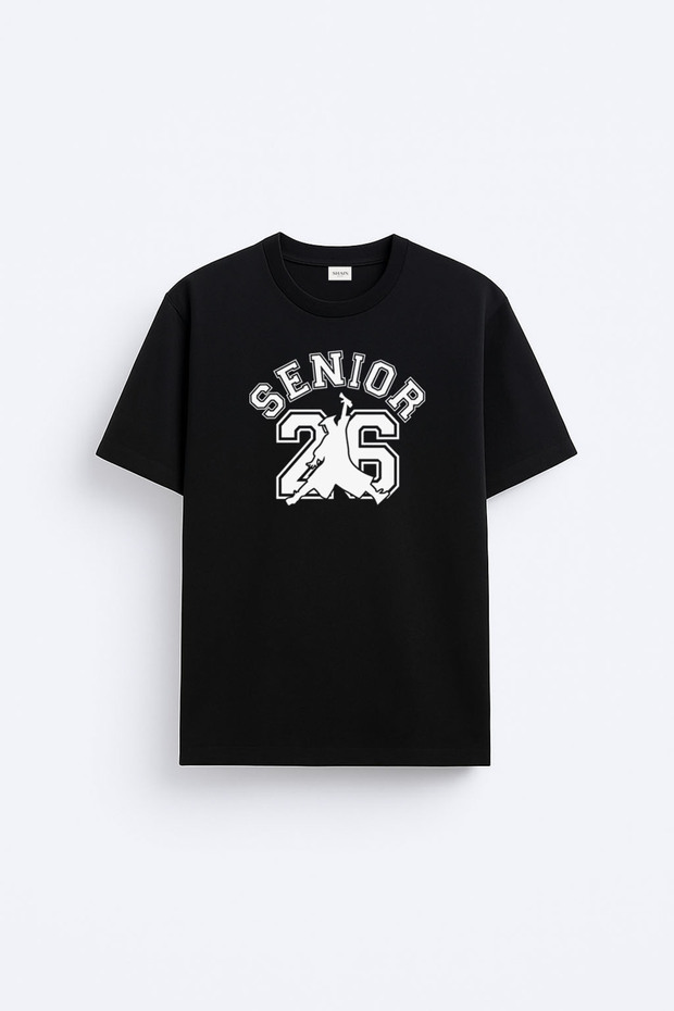 Senior 2026 Graduation Printed Cotton Fabric Black T-Shirt T-Shirt