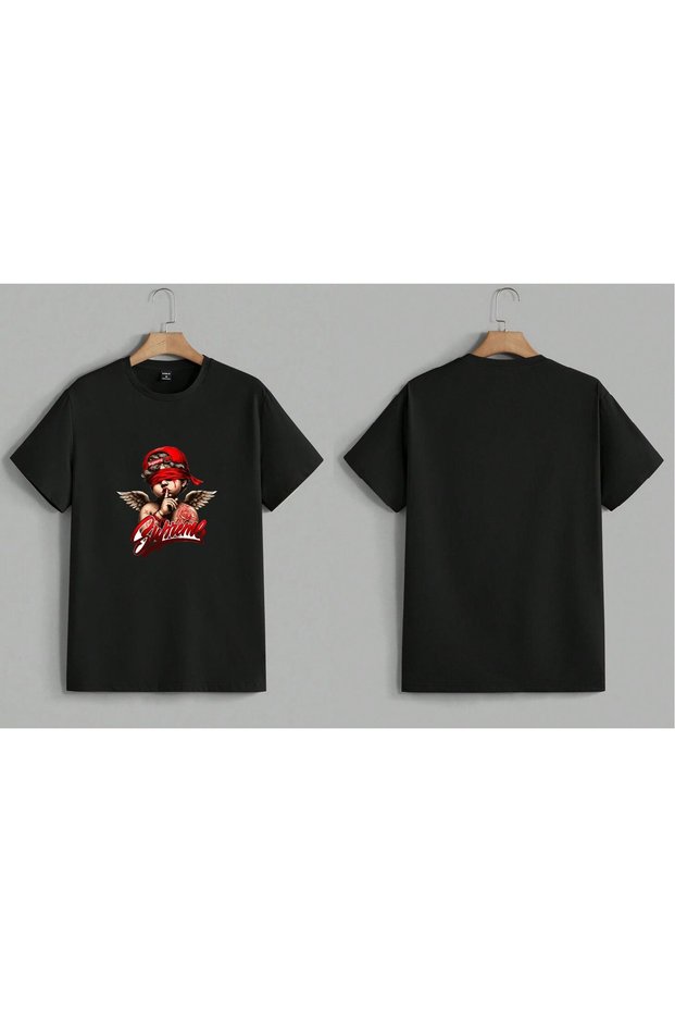 Winged Baby Print Oversized T-Shirt