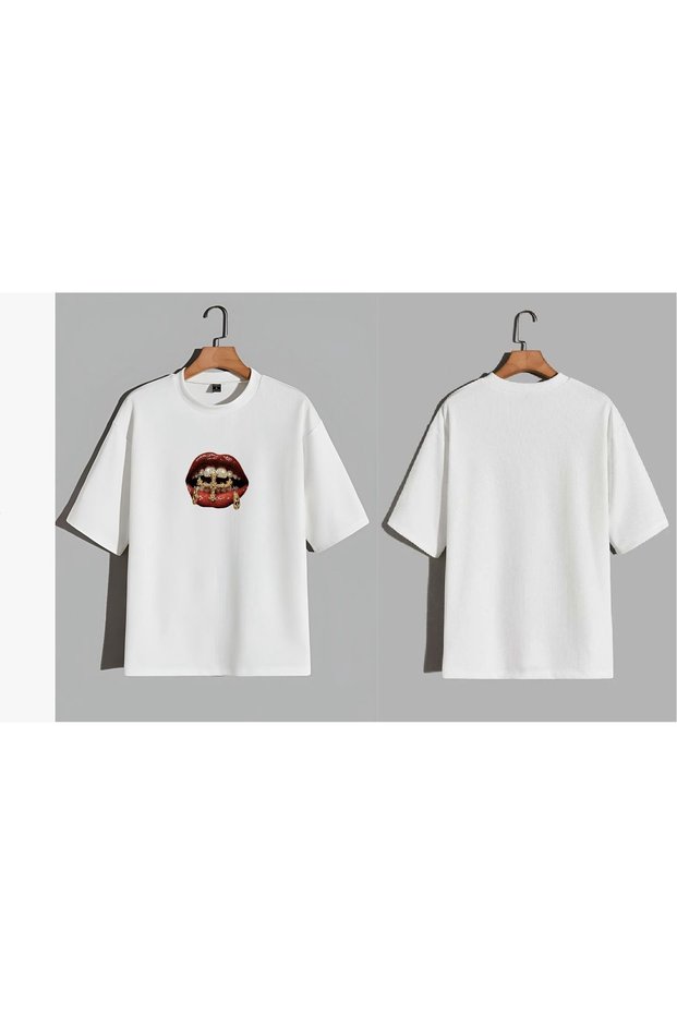 Red Lip Print Oversized T-Shirt