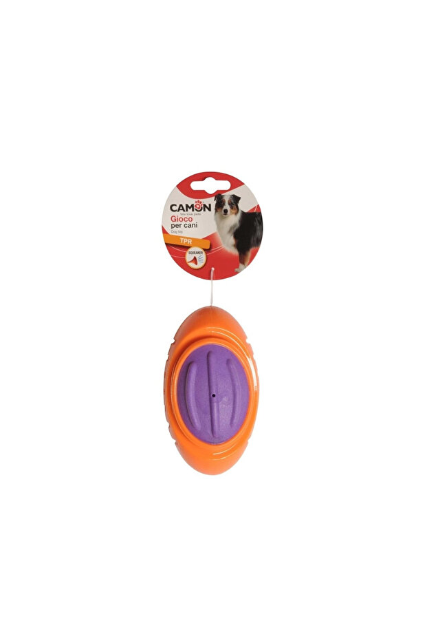 Two-Tone Tpr Durable and Squeaky Rugby Dog Play Ball 13 cm