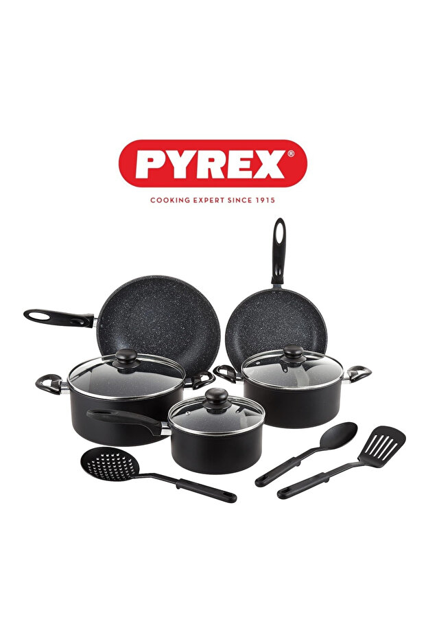 Elegance 11-Piece Cookware Set – Non-Stick Pots & Pans with Lids & Nylon Utensils