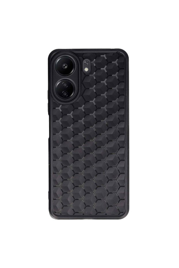 Redmi 13C Compatible Case Honeycomb Silicone Cover - Black