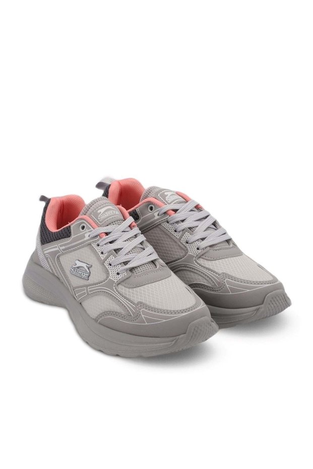 Comfortable Lace-Up Women's Walking Shoes Modern Sport Design Gray Salmon