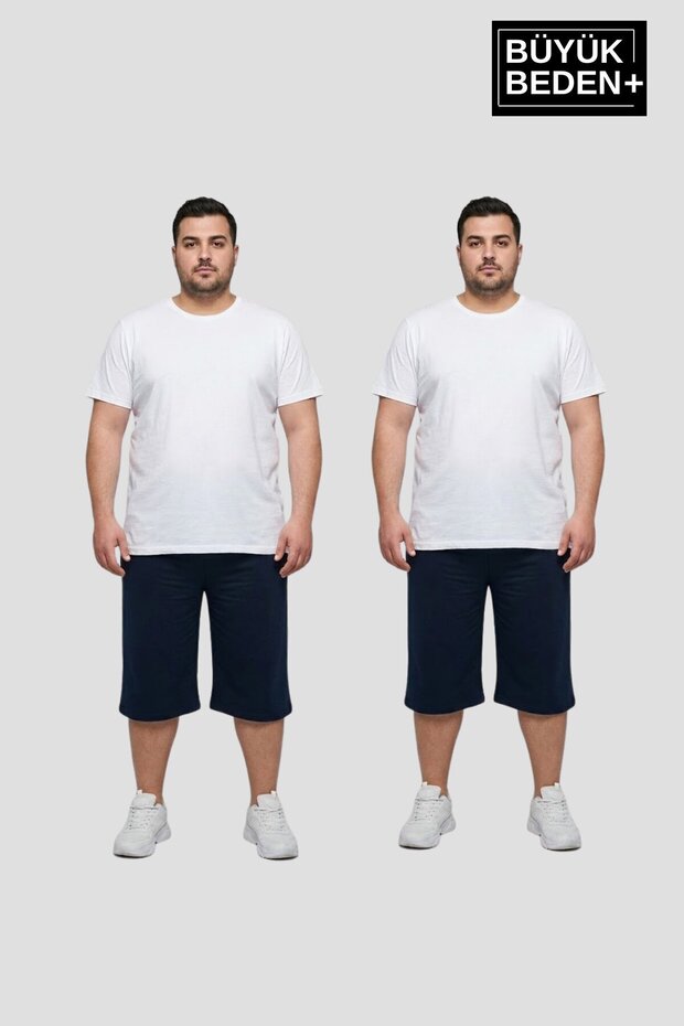 Large Size Men's 2-Piece Capri Shorts Comfortable Fit Set 3Xl-6Xl Spr26Bsr591+2