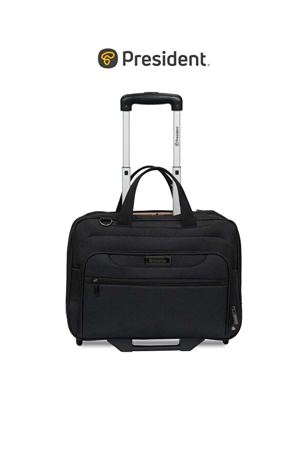 Premium Pilot Bag 1680D Nylon Water Resistant 2 smooth rolling Wheeled Laptop Case with Safe Zippers (Model 7840) Black