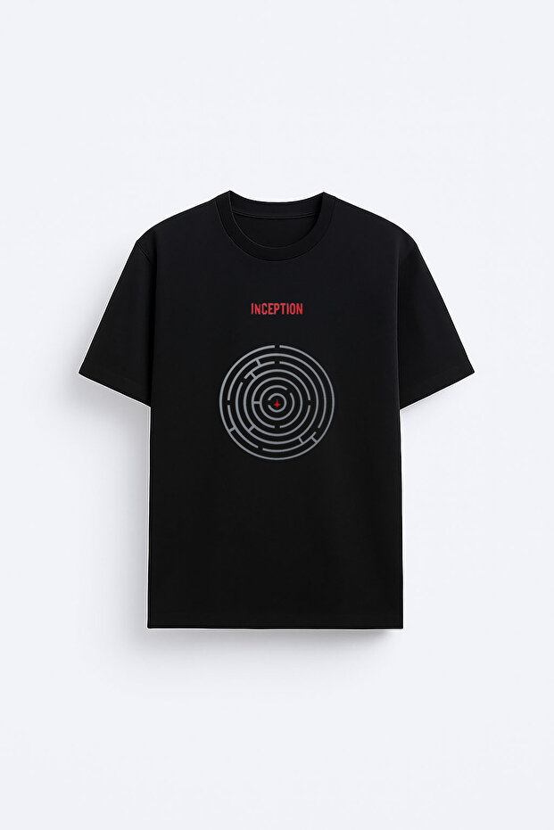 Inception Printed Crew Neck Black T-Shirt