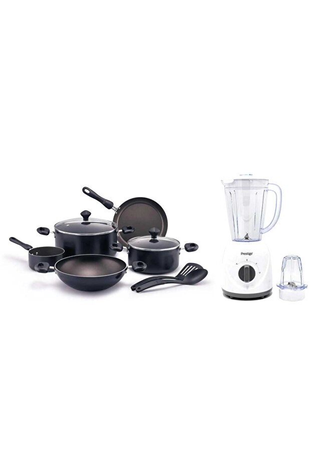 9 pcs Non-Stick Cookware Set, PR22480 + 1.5L Stand Blender, 400W, White, PR81529